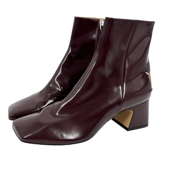 NWOB Maison Margiela Four Stitch Burgundy Patent Leather Boots - Picture 1 of 10
